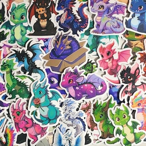 Stickers dragons, lot de 10, 20 ou 50 stickers pour agendas, journaux, décorations, récompenses, articles de fête, cadeaux et plus encore !