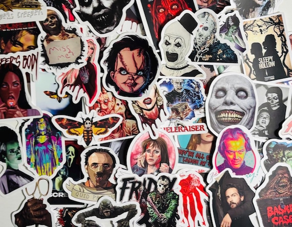 Horror, Scary Movie Themed Stickers Pack of 10, 20 or 50 Decals for Planners, Journals, Decorations, Rewards, Party Supplies, Gifts and More
