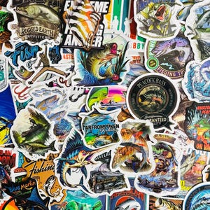 Pacote de adesivos com tema de pesca com 10, 20 ou 50 decalques para planejadores, diários, decorações, recompensas, artigos de festa, presentes e muito mais!