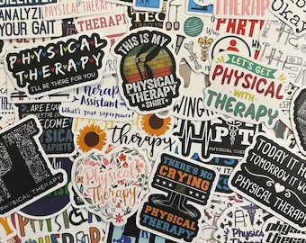 5-50 Pack Physical Therapy Stickers for Laptops, Skateboards, Phones, Rewards, Water Bottles, Bikes, Luggage, Travel