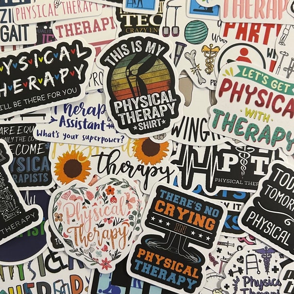 5-50 Pack Physical Therapy Stickers for Laptops, Skateboards, Phones, Rewards, Water Bottles, Bikes, Luggage, Travel