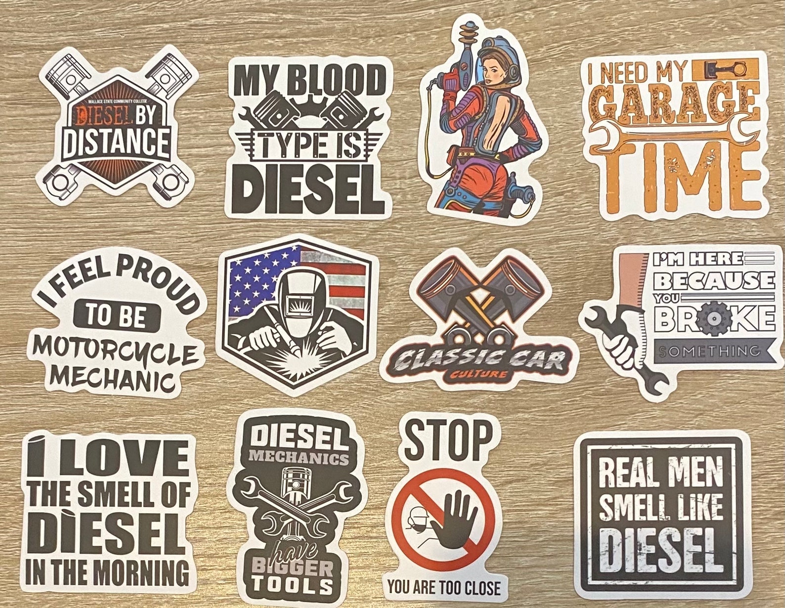5-50 Pack Diesel Mechanic Stickers for Laptops, Skateboards, Phones ...