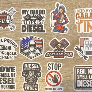 Dieselmonteurstickers voor laptops, skateboards, telefoons, beloningen, waterflessen, fietsen, bagage, reizen