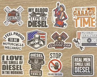 Diesel Mechanic Stickers, Tooling Decals, Mechanic Gift Pack