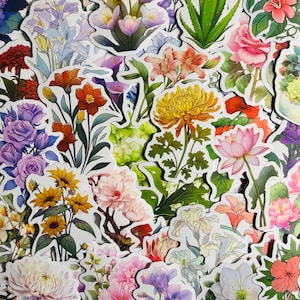 Stickers fleurs pour ordinateurs portables, lot de 10, 20 ou 50 stickers pour agendas, journaux, décorations, récompenses, articles de fête, cadeaux et plus encore !