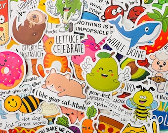 Pun Reward Kid Friendly Stickers Decals for Planners, Journals, Decorations, Rewards, Party Supplies, Gifts