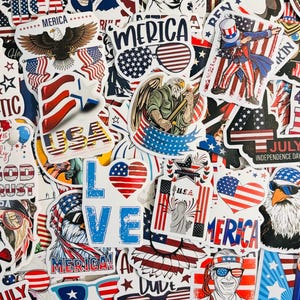 Lot de 10, 20 ou 50 autocollants sur le thème des États-Unis du 4 juillet pour agendas, journaux, décorations, récompenses, articles de fête, cadeaux et plus encore !