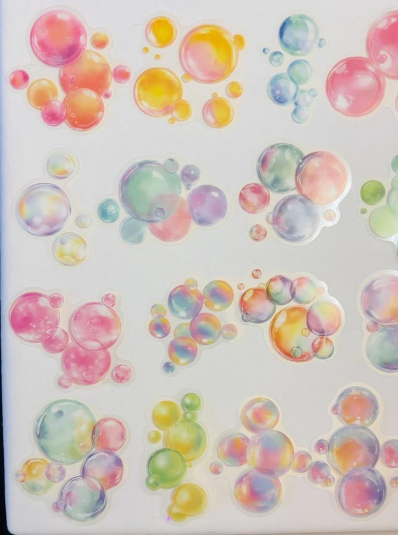 Rainbow Bubble Stickers Sticker Pack, Bullet Journal, Coquette Stickers ...