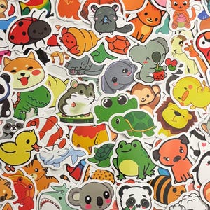 Cute Cartoon Animal Stickers Pack of 20 or 50 Decals for Planners, Journals, Decorations, Rewards, Party Supplies, Gifts and More!