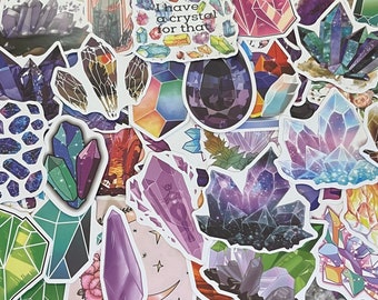 5-50 Pack Crystal, Crystal Healing, Stickers for Laptops, Skateboards, Phones, Rewards, Water Bottles, Bikes, Luggage, Travel