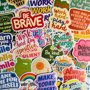Lot de 10, 20 ou 50 autocollants positifs, inspirants et motivants pour agendas, journaux, décorations, récompenses, articles de fête, cadeaux