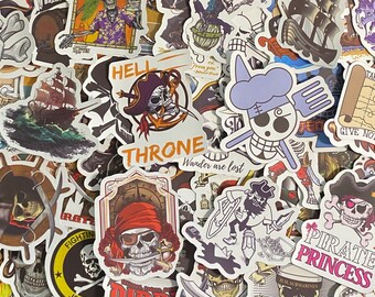 5-50 Pack Pirate  Stickers for Laptops, Skateboards, Phones, Rewards, Water Bottles, Bikes, Luggage, Travel