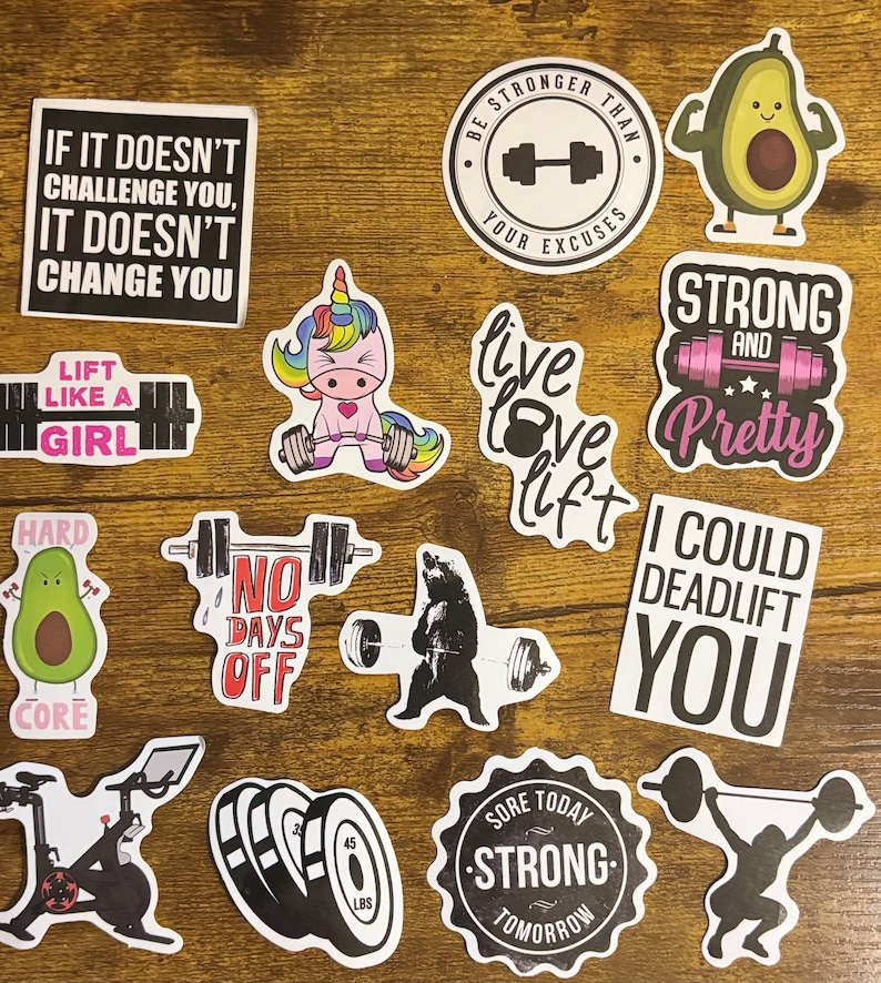 550 Pack Workout, Exercise, Weightlifiting Stickers for Laptops