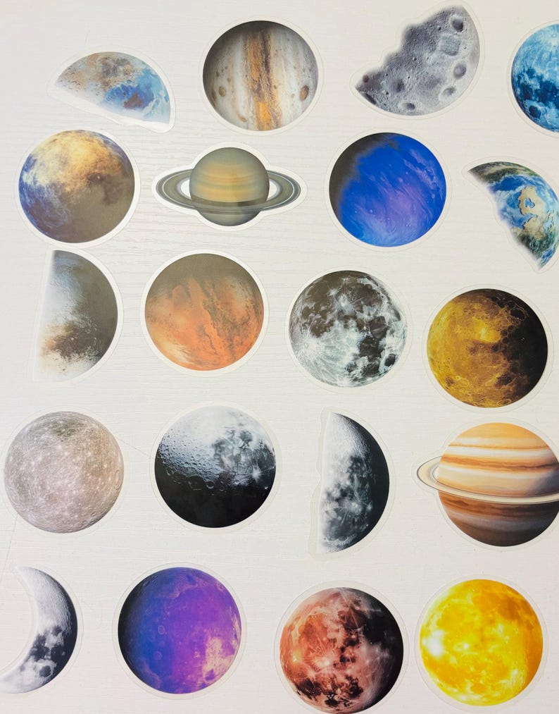 To Scale Sticker Planets Outer Space Planet Stickers, Journal Planner Decals - Etsy