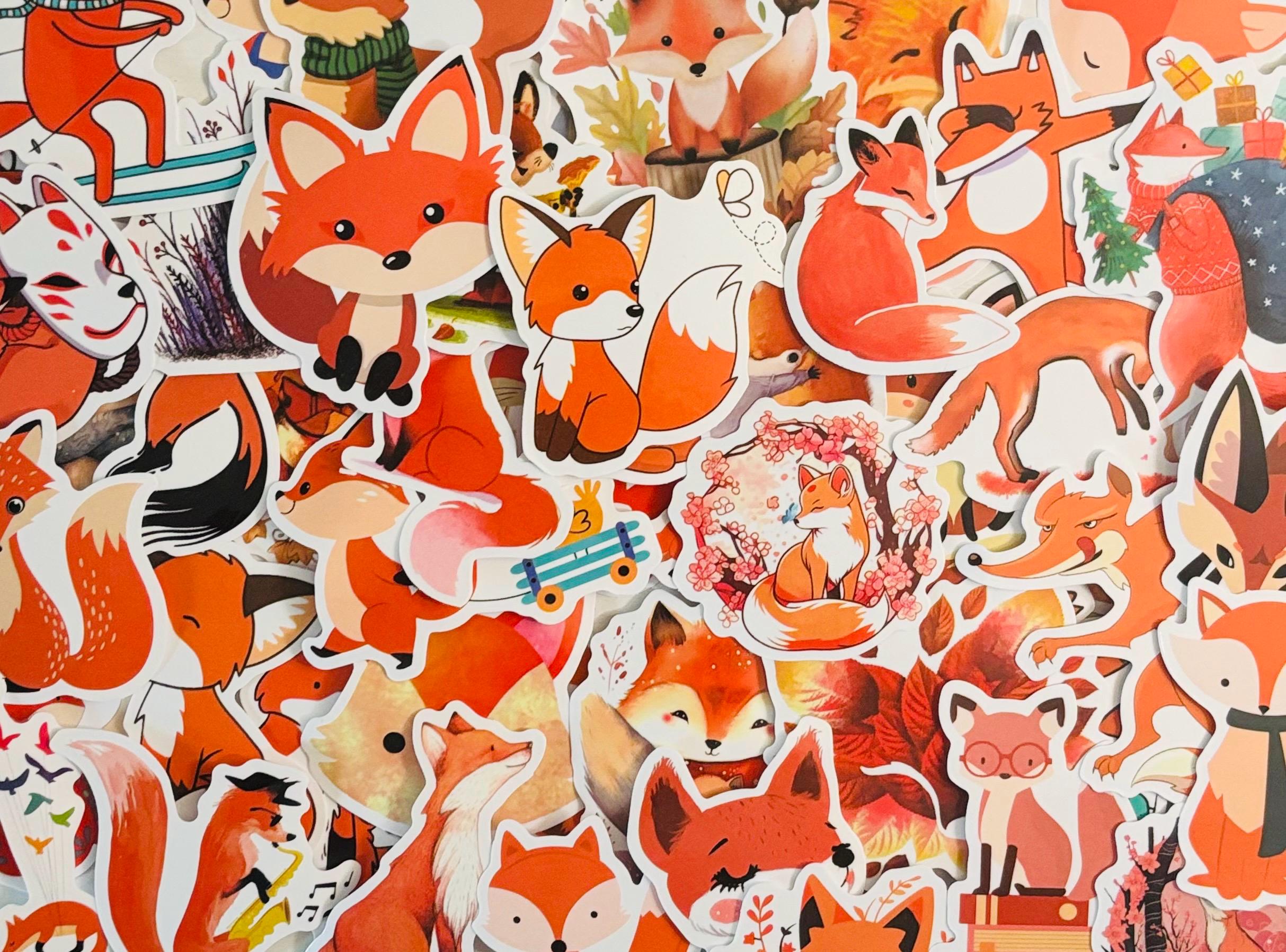 Fox Stickers Pack of 10, 20 or 50 Decals for Planners, Journals, Decorations, Rewards, Party Supplies, Gifts and More!