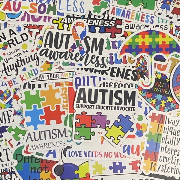 5-50 Pack Autism Awareness Pack of Stickers for Laptops, Skateboards, Phones, Rewards, Water Bottles, Bikes, Luggage, Travel