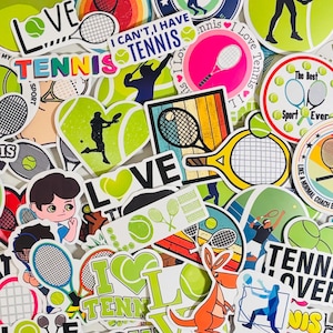 Tennis Themed Stickers-Pack mit 10, 20 oder 50 Abziehbildern für Planer, Journals, Dekorationen, Belohnungen, Partyzubehör, Geschenke und mehr!
