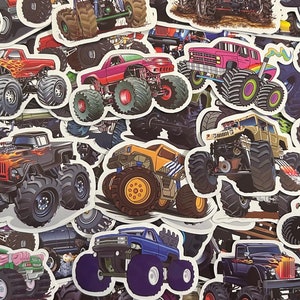 5-50 Pack  Monster Truck Stickers for Laptops, Skateboards, Phones, Rewards, Water Bottles, Bikes, Luggage, Travel