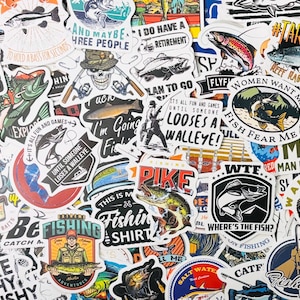 Fishing Themed Stickers Pack of 10, 20 or 50 Decals for Planners, Journals, Decorations, Rewards, Party Supplies, Gifts and More!
