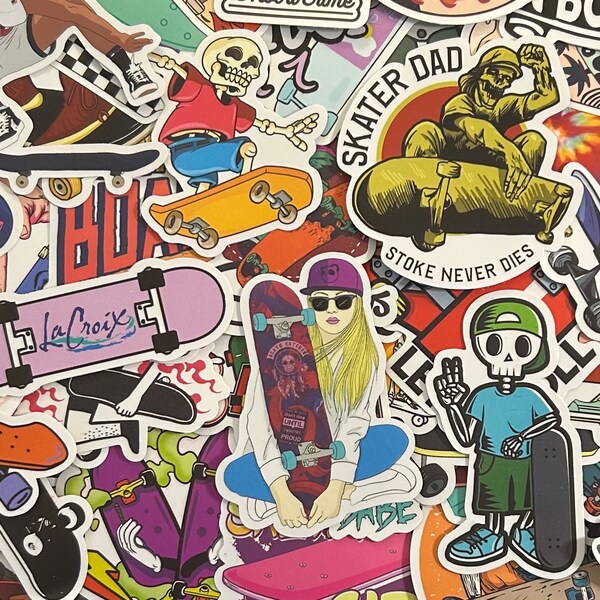 5-50 Pack Skateboard Stickers for Laptops, Skateboards, Phones, Rewards, Water Bottles, Bikes, Luggage, Travel