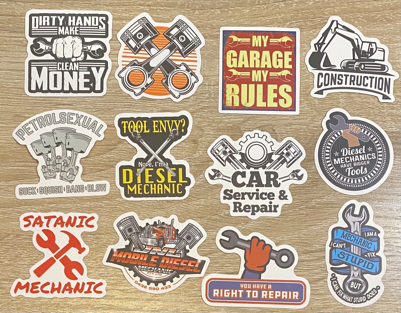 5-50 Pack Diesel Mechanic Stickers for Laptops, Skateboards, Phones ...