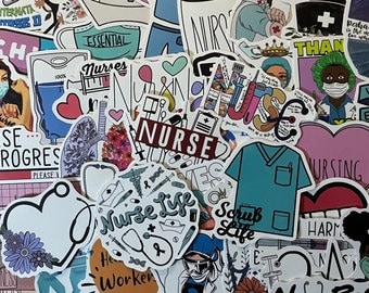 5-50 Pack Nurse, Healthcare, Nursing Hospital Stickers for Laptops, Skateboards, Phones, Rewards, Water Bottles, Bikes, Luggage, Travel