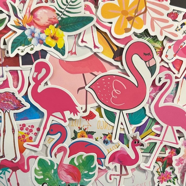 5-50 Pack Flamingo Stickers for Laptops, Skateboards, Phones, Rewards, Water Bottles, Bikes, Luggage, Travel