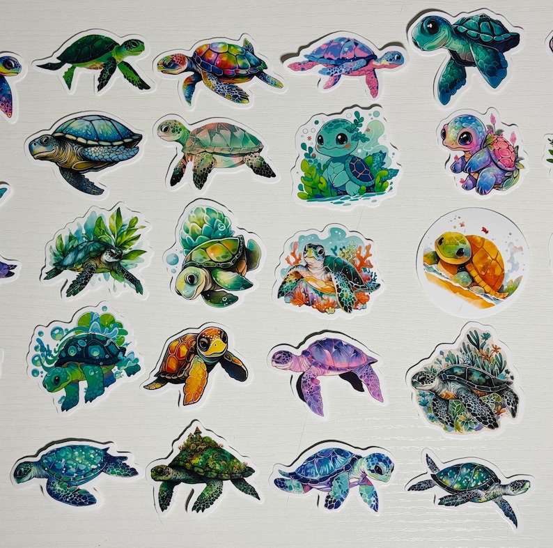 Turtle Name Sticker Sea Turtle Stickers Decals for Planners, Journals, Decorations, Rewards ...