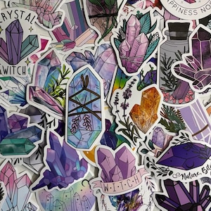 Crystal, Crystal Healing, Stickers Pack of 10, 20 or 50 Decals for Planners, Journals, Decorations, Rewards, Party Supplies, Gifts and More!