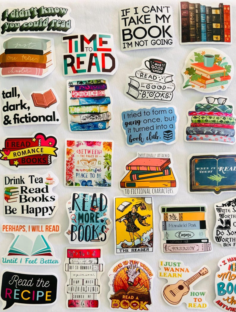Reading, Book Lover Stickers Decals for Planners, Journals, Kindle - Etsy