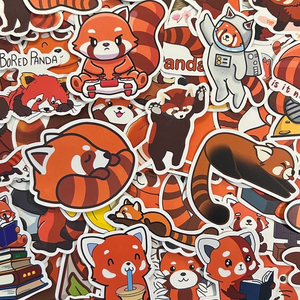 5-50 Pack Red Panda Stickers for Laptops, Skateboards, Phones, Rewards, Water Bottles, Bikes, Luggage, Travel