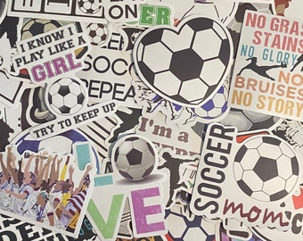 5-50er Pack Fußball Sticker für Laptops, Skateboards, Handys, Belohnungen, Wasserflaschen, Fahrräder, Gepäck, Reisen