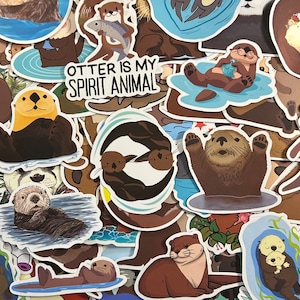 5-50 Pack Otter Stickers for Laptops, Skateboards, Phones, Rewards, Water Bottles, Bikes, Luggage, Travel