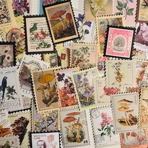 Pegatinas de sellos vintage SIN ENVÍO. Paquete de 10, 20 o 50 para planificadores, decoraciones, recompensas, suministros para fiestas, regalos y mucho más.