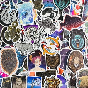 Pacote de adesivos de horóscopo, zodíaco e astrologia com 10, 20 ou 50 decalques para planejadores, diários, decorações, recompensas, artigos de festa e presentes