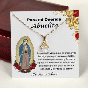 Presente para Abuelita em espanhol, Regalo para Abuela, Colar de Cartão Virgen de Guadalupe, Regalo de Dia de Las Madres para Abuela, Dia das Mães