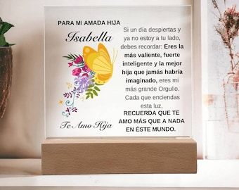 Regalo para Mi Hija, LED Lamp Message Gift for Daughter in Spanish, Regalo de Graduacion, Birthday Present, Graduation Present for Daughter