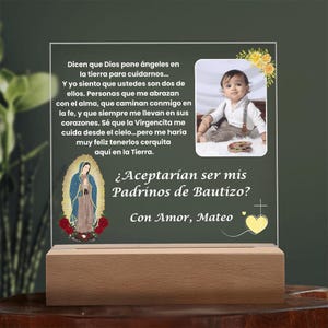 Padrinos Proposal Gift Bautizo, God parents Proposal Gift, Padrino y Madrina Baptism Godparents Proposal Gift Ideas, Virgen de Guadalupe