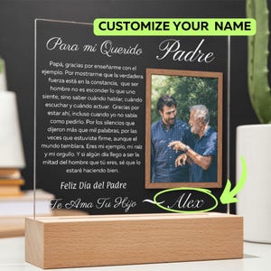 Regalo Dia del padre de Hijo, Gift for Dad in Spanish from Son, Regalo para Papa, Regalo de Hija para Mi Papa, Regalo Personalizado con Foto
