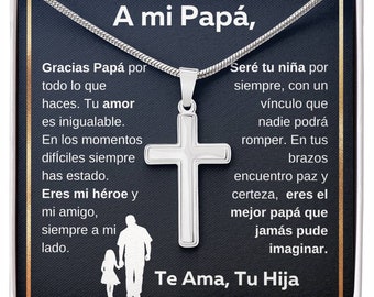 Gift for Dad in Spanish, Regalo para Papa de Cumpleanos, Dia del Padre, Father's Day Present from Daughter, Cross Necklace for Dad, Cruz