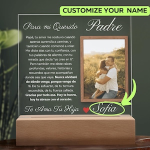 Dia del Padre Gift for Dad in Spanish, Regalo para Papa, Regalo de Hija para Mi Papa, Regalo Personalizado con Foto, Custom Photo Gift