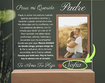 Dia del Padre Gift for Dad in Spanish, Regalo para Papa, Regalo de Hija para Mi Papa, Regalo Personalizado con Foto, Custom Photo Gift