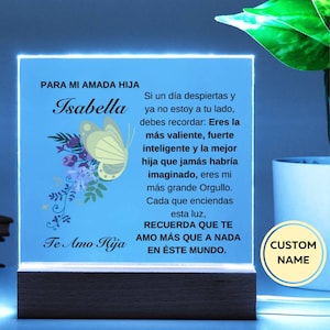 Regalo para Mi Hija, Regalo de mensaje de lámpara LED para hija en español, Regalo de Graduacion, Regalo de cumpleaños, Regalo de graduación de mariposa