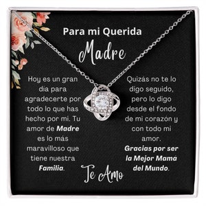 Regalo para mamá en español - Regalo para Mamá de Cumpleanos - Dia de las Madres - Regalo del día de la boda - Collar de tarjeta de mensaje para el Día de las Madres