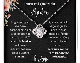 Gift for Mom in Spanish - Regalo para Mamá de Cumpleanos - Dia de las Madres - Wedding Day Present - Message Card Necklace for Mothers Day