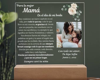 Para mi Mama el Dia de Mi Boda Gift, Personalized Wedding Gift for Mom in Spanish, Mother of the Novia Gift, Regalo para Madre de La Novia