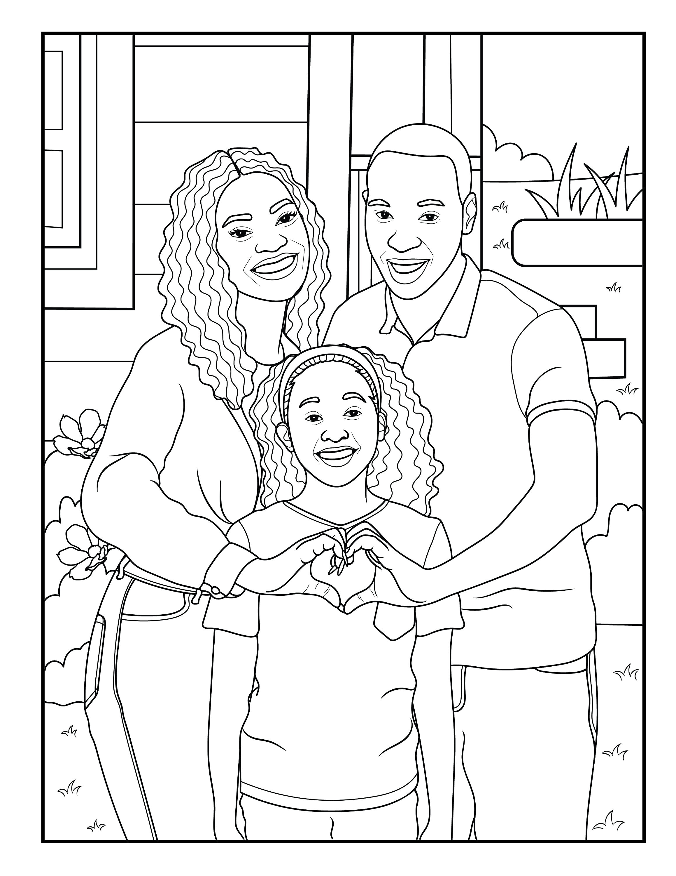 Beautiful Black Family Coloring Pages - Etsy