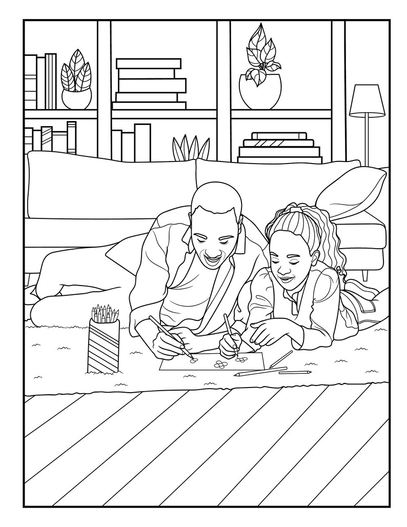 Beautiful Black Family Coloring Pages Etsy