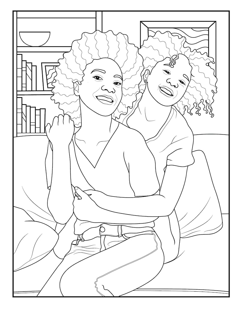 Beautiful Black Family Coloring Pages Etsy