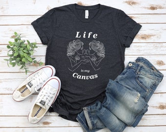 Gemini T-Shirt, Life is my Canvas | Gemini Energy | Soft Cozy T-Shirt | Gift for Her, Astrology Tee, Gemini Gift
